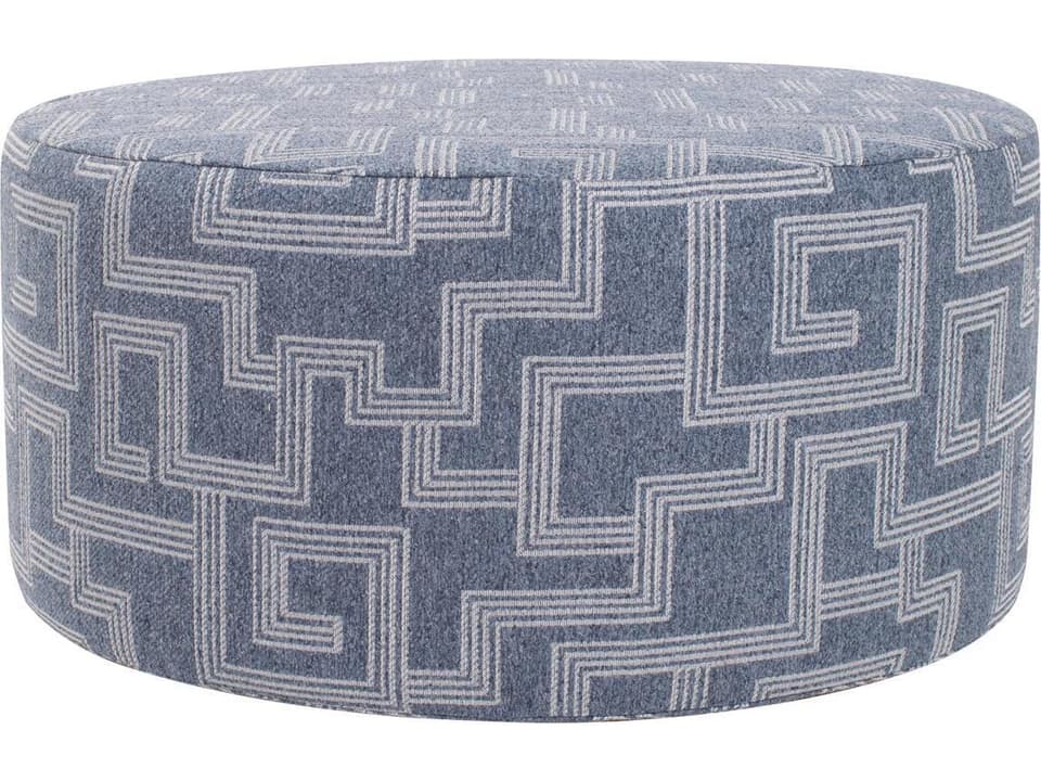 Syros Universal Round Olefin Ottoman Cover in Denim