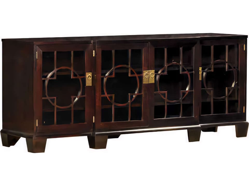 75-Inch Mahogany Wood Media Console with Adjustable Shelves