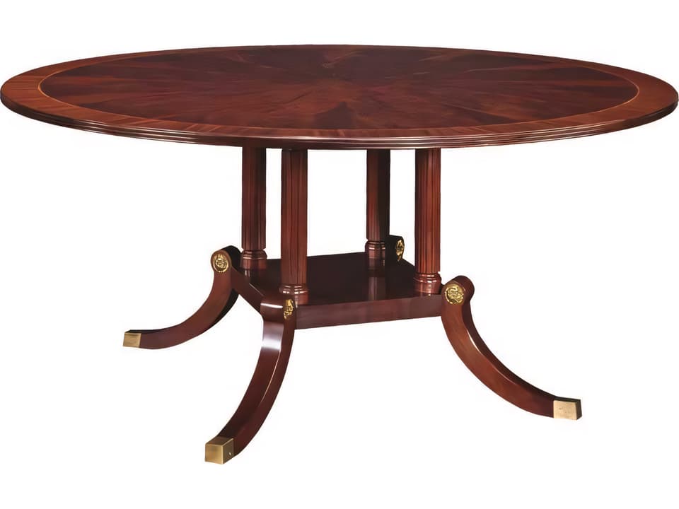 Round Wood Dining Table with Pedestal Base