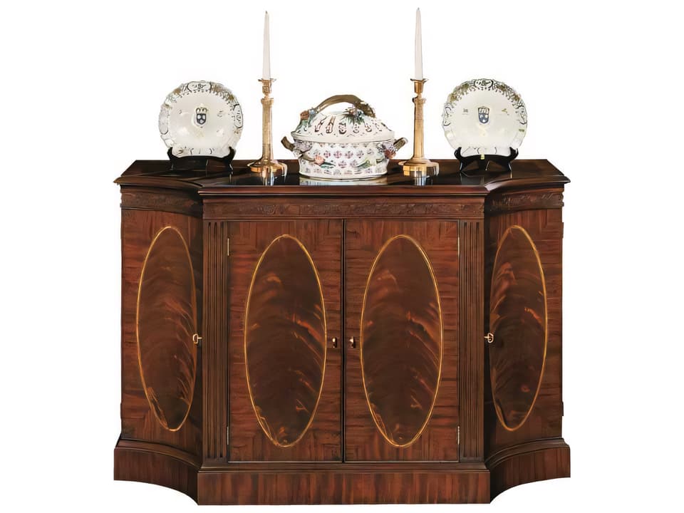 51 Inch Mahogany Wood Credenza Sideboard with Brass Hardware