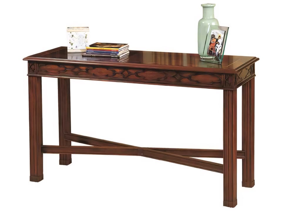 Rectangular Console Table with Mahogany Veneer Top