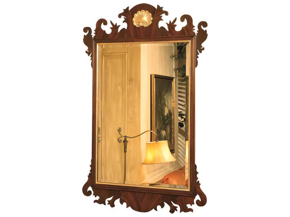Chippendale Wall Mirror with Gold Leafing and Beveled Glass