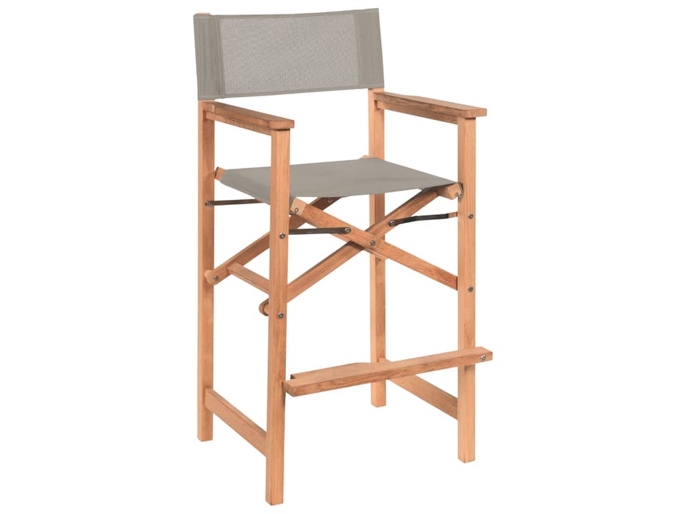 Director Wood Taupe Teak Sling Bar Stool