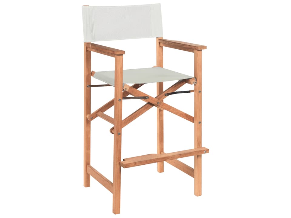 Director Wood White Teak Sling Bar Stool