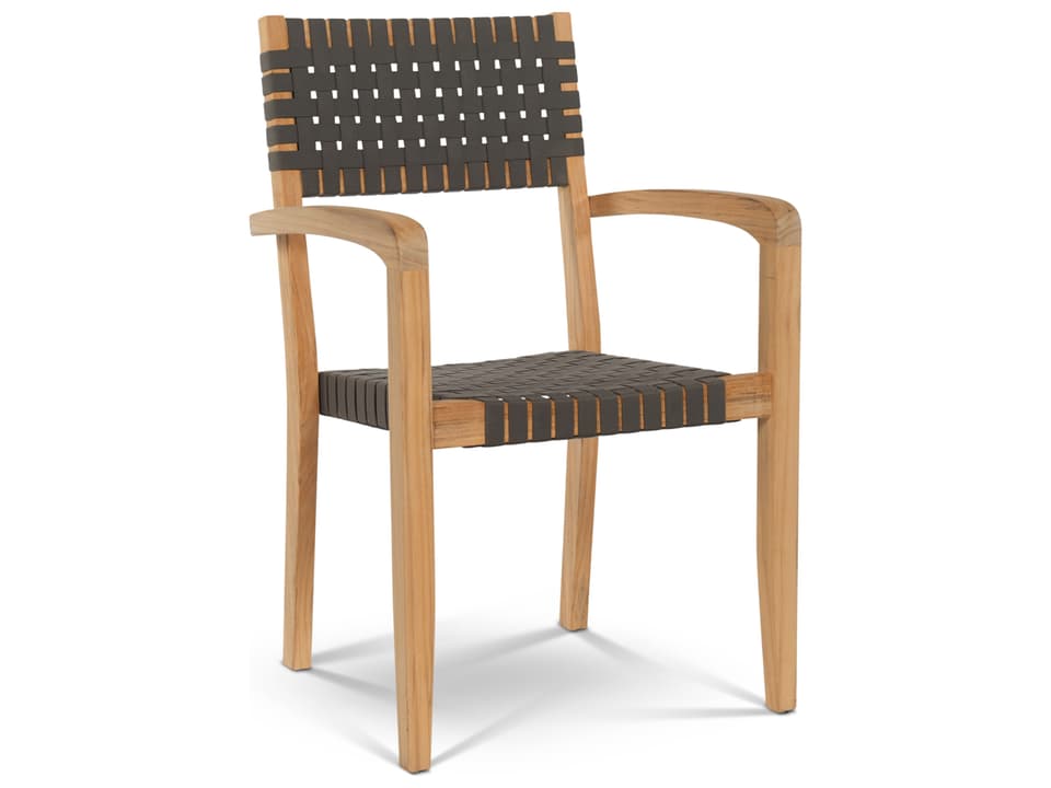 Herning Wood Taupe Grey Teak Strap Dining Chair