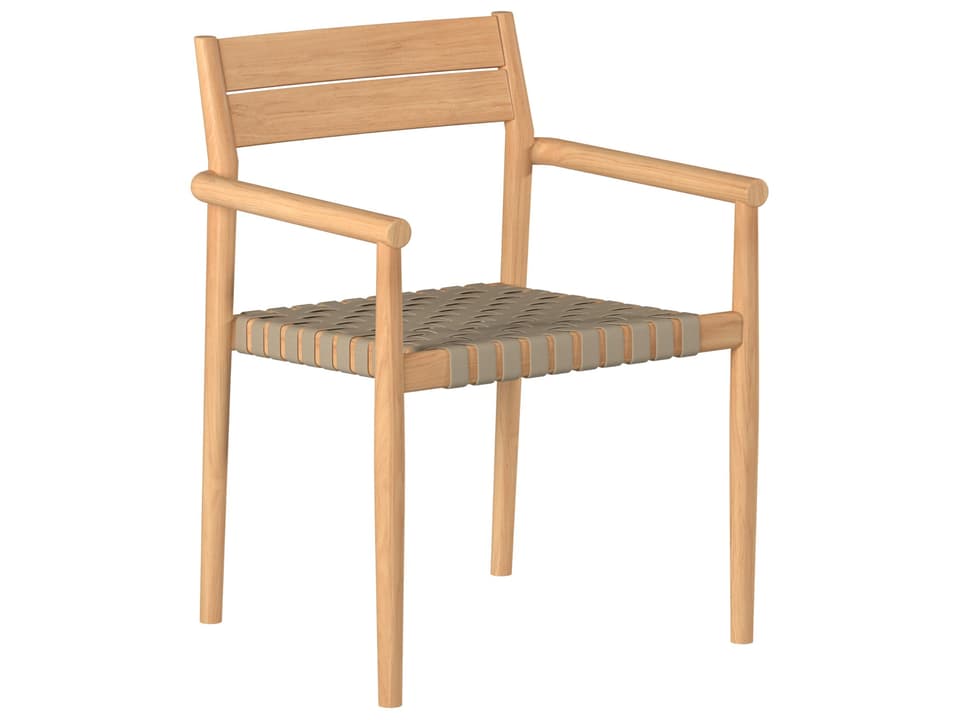 Siena Wood Taupe Beige Teak Strap Dining Chair