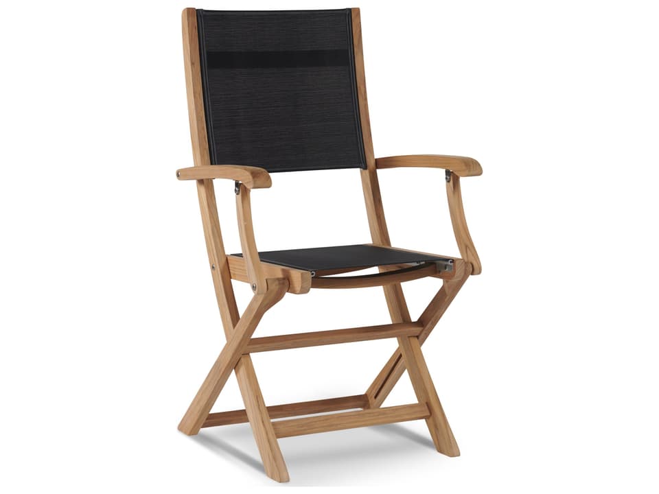 Stella Wood Black Teak Sling Dining Chair