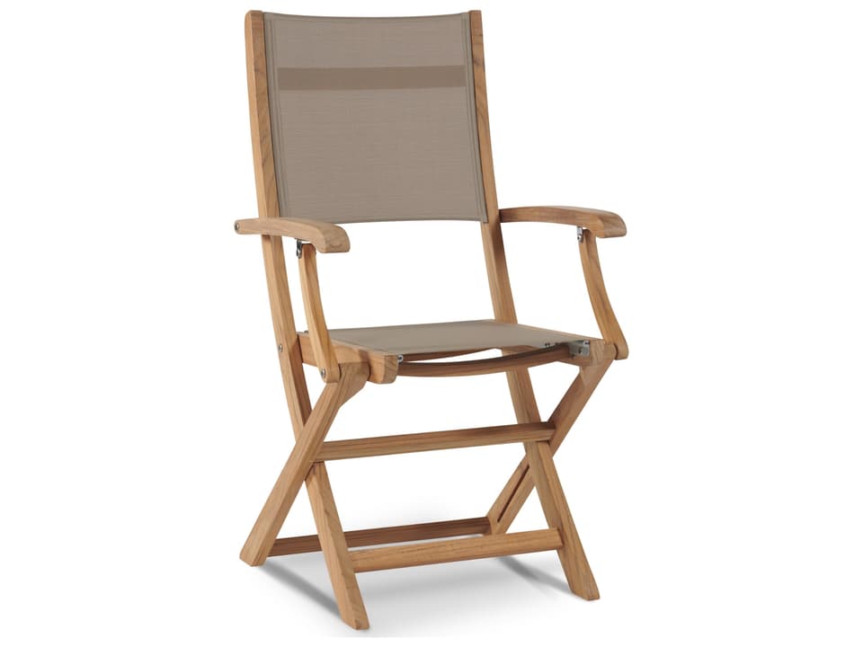 Stella Wood Taupe Teak Sling Dining Chair