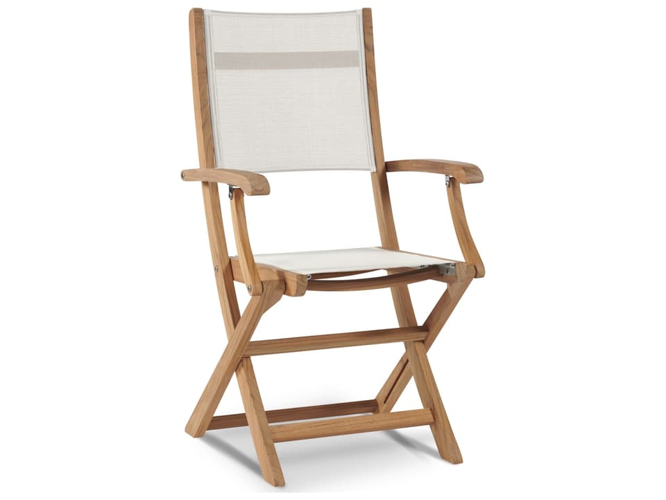 Stella Wood White Teak Sling Dining Chair