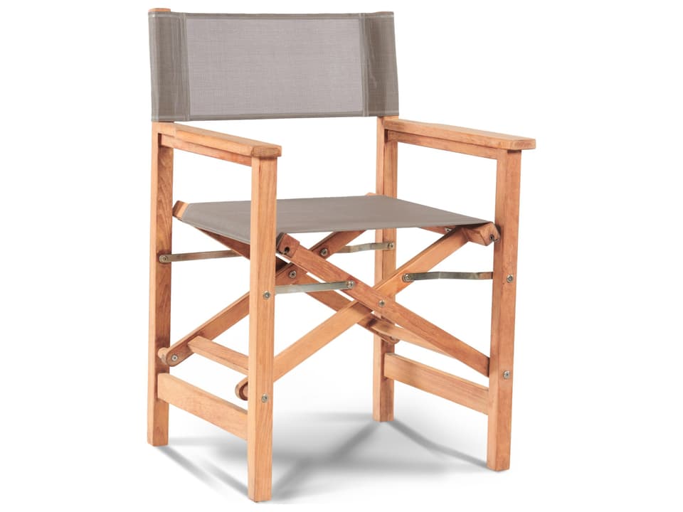 Director Wood Taupe Teak Sling Dining Chair