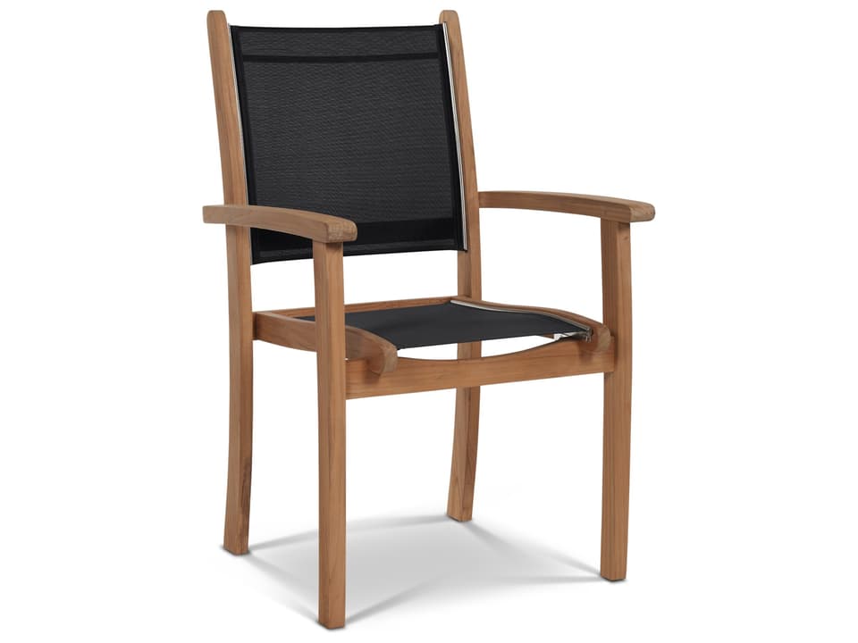 Pearl Wood Black Teak Sling Dining Chair
