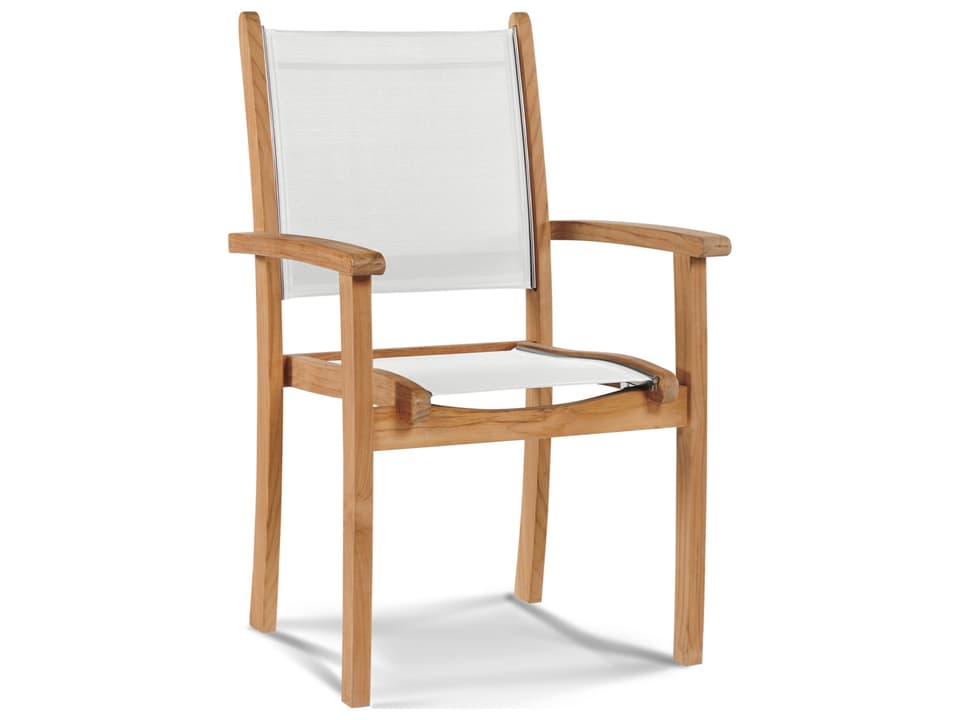 Pearl Wood White Teak Sling Dining Chair