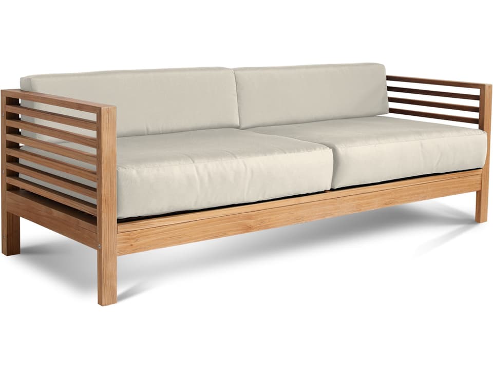 Summer Wood Canvas Teak Cushion Sofa
