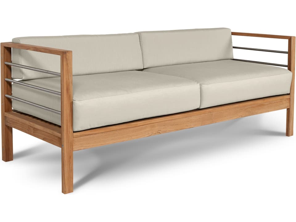 Soho Wood Canvas Teak Cushion Sofa