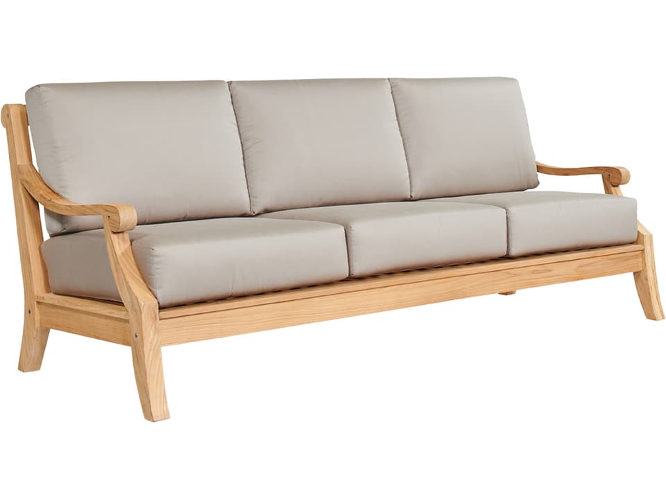 Sonoma Wood Antique Beige Teak Cushion Sofa