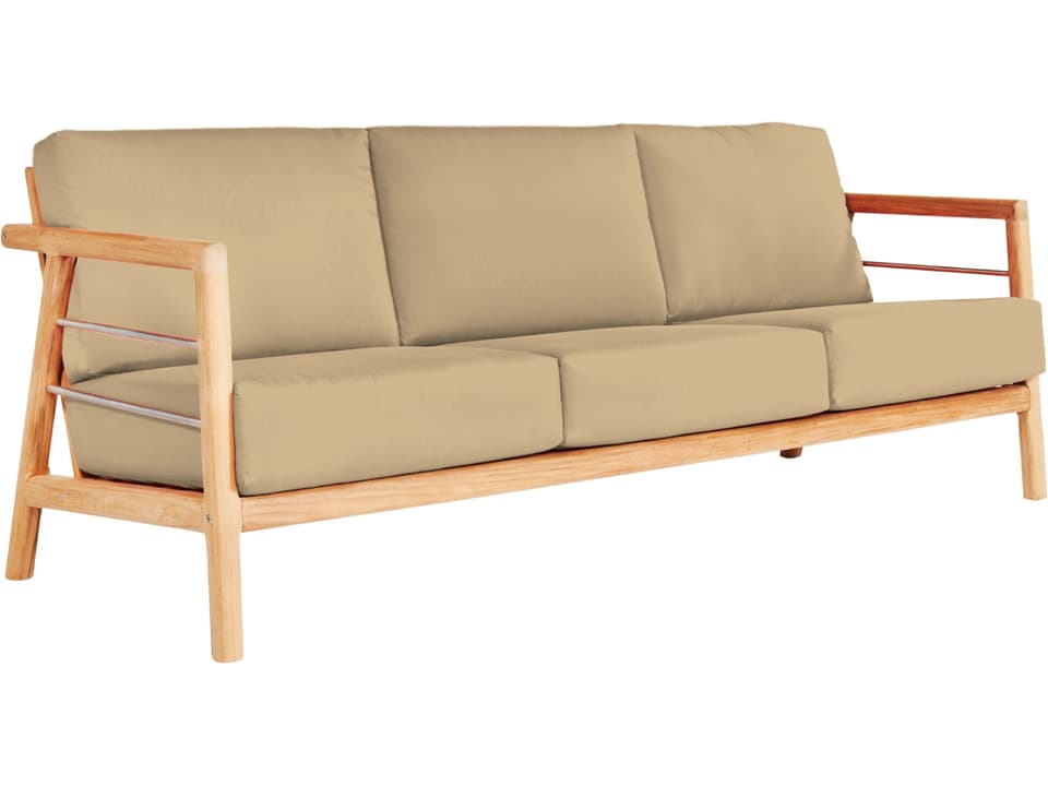 Aalto Wood Camel Teak Cushion Sofa