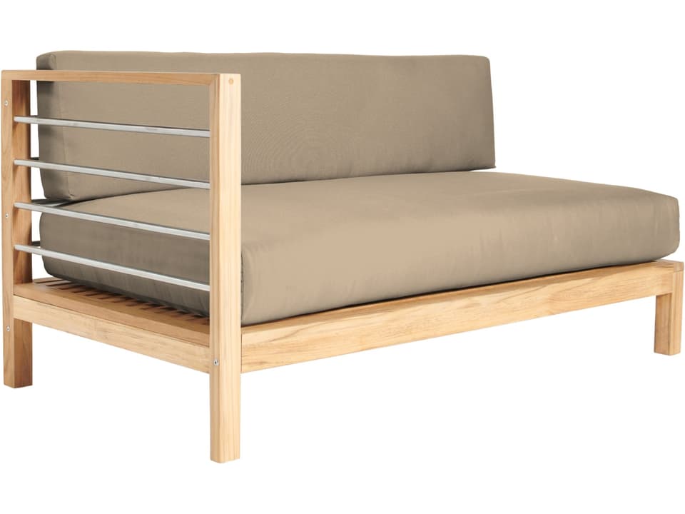 Soho Wood Fawn Teak Cushion Sofa