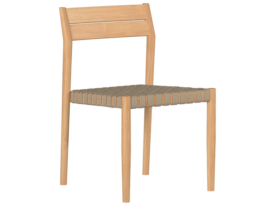 Siena Wood Taupe Beige Teak Strap Dining Chair