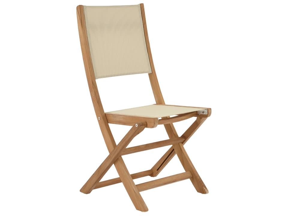 Stella Wood Beige Teak Sling Dining Chair