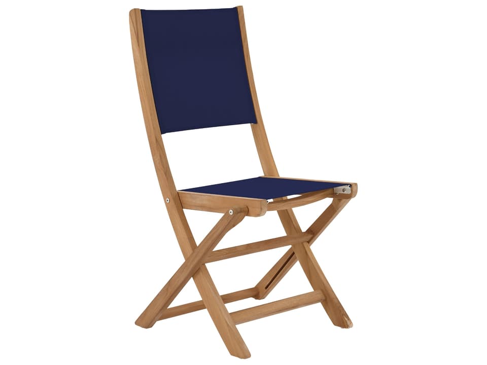 Stella Wood Blue Teak Sling Dining Chair