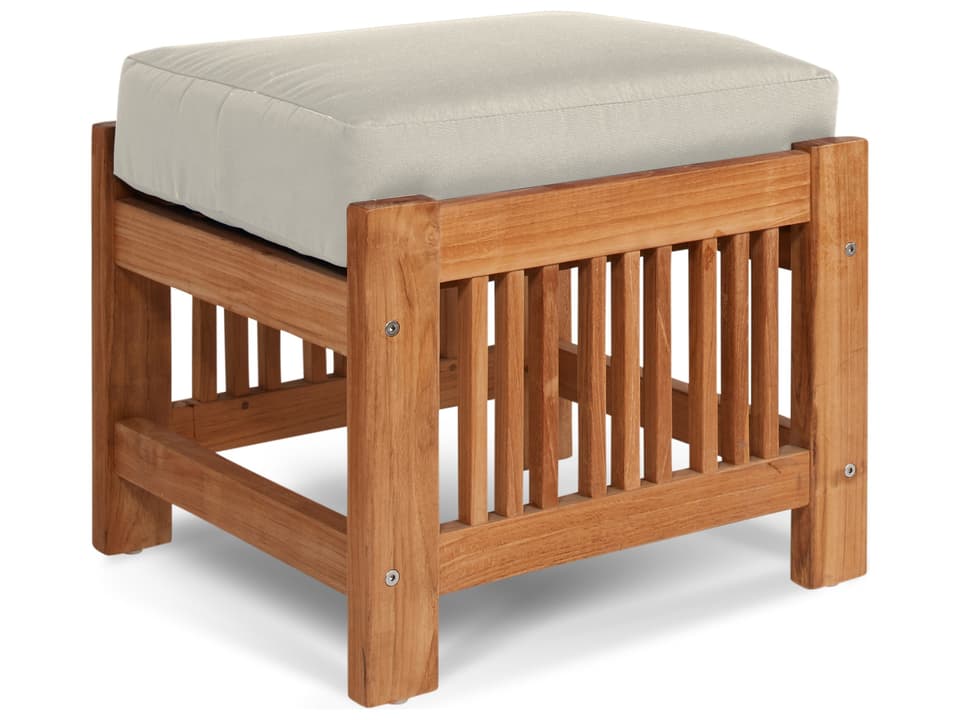 Summer Wood Canvas Teak Cushion Ottoman