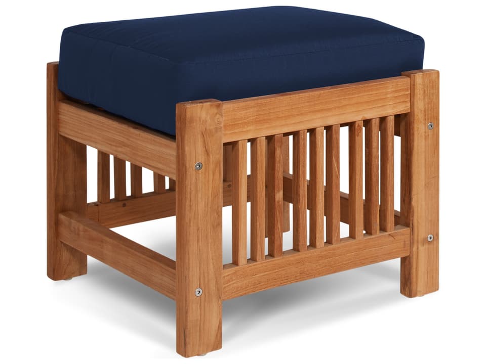 Summer Wood Navy Teak Cushion Ottoman