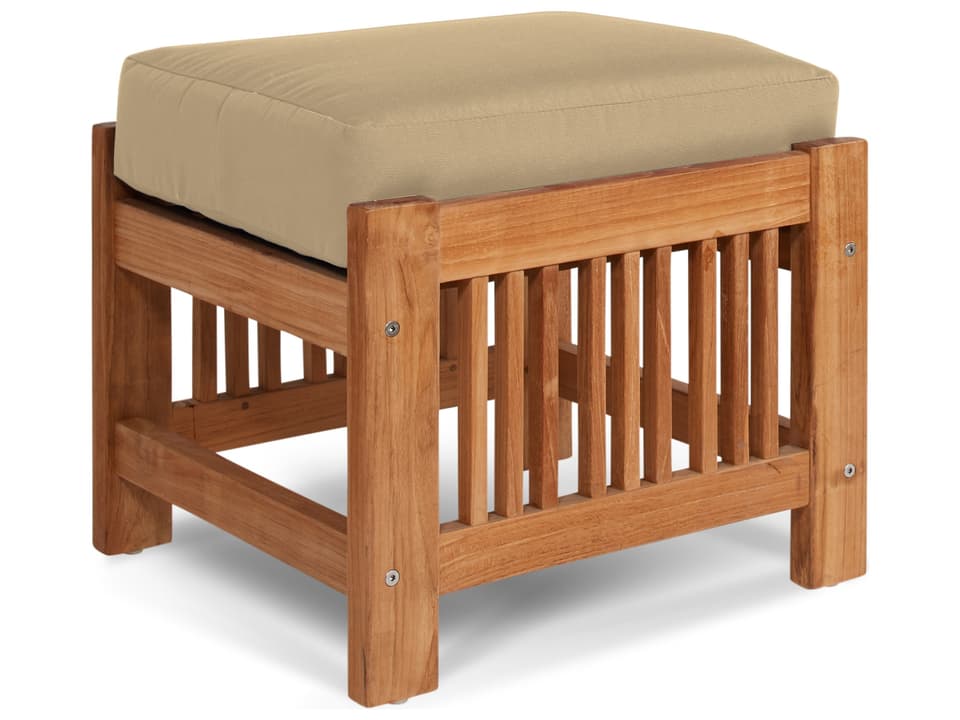 Summer Wood Camel Teak Cushion Ottoman