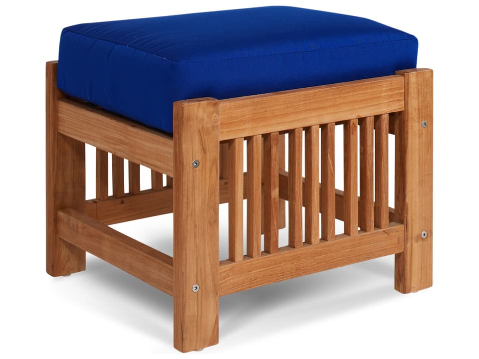 Summer Wood True Blue Teak Cushion Ottoman