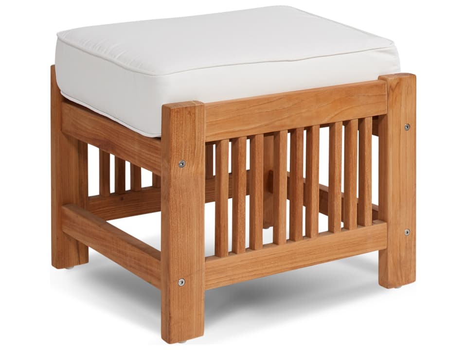 Summer Wood White Teak Cushion Ottoman