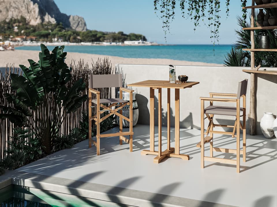 Director Wood Taupe Teak Dining Set
