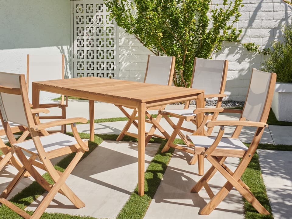 Del Ray Wood White Teak Dining Set