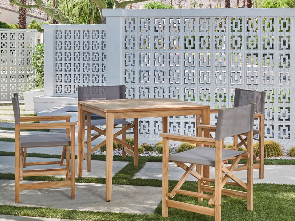 Del Ray Wood Taupe Teak Dining Set