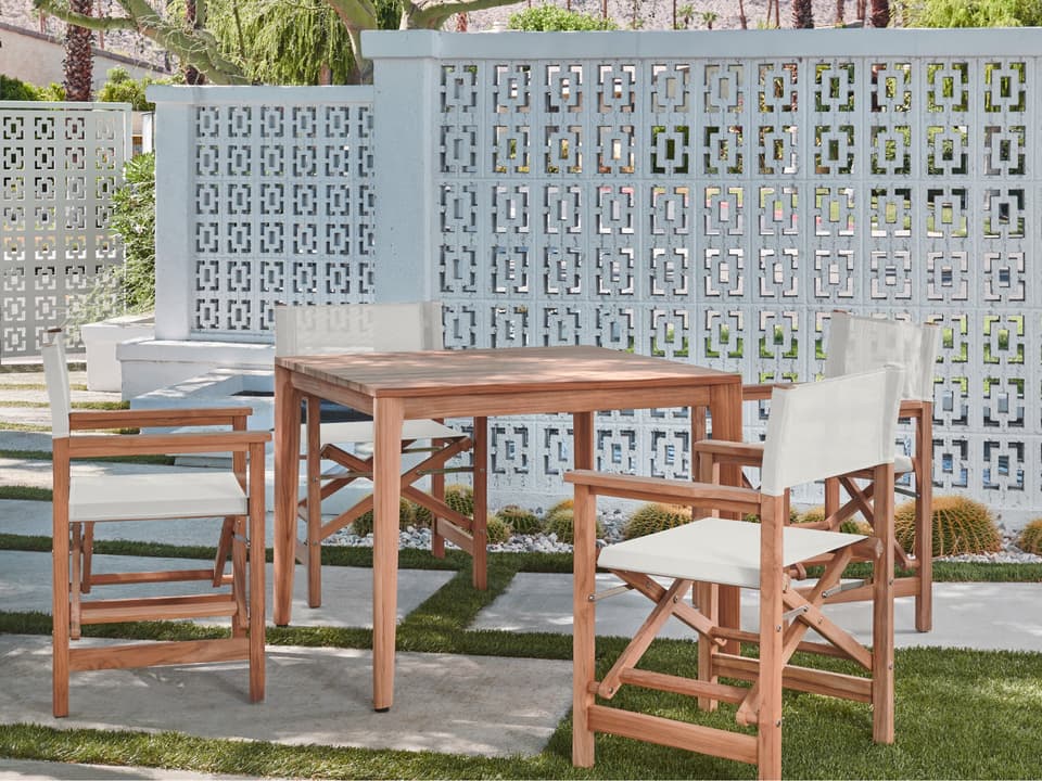 Del Ray Wood White Teak Dining Set