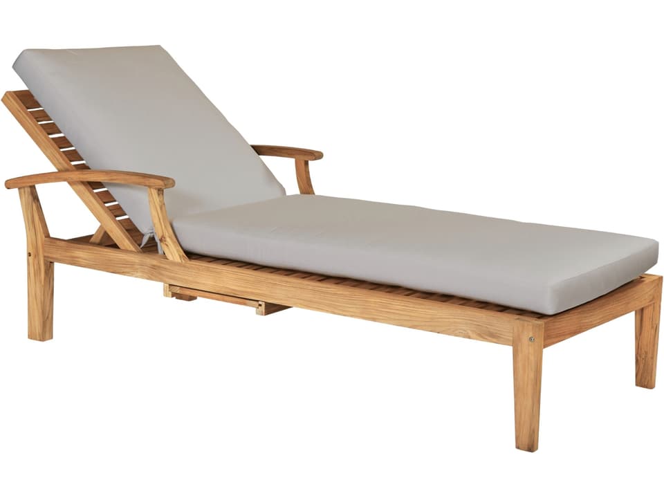 Delano Wood Canvas Teak Cushion Chaise Lounge