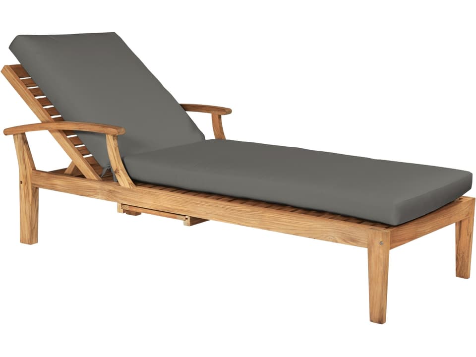 Delano Wood Charcoal Teak Cushion Chaise Lounge