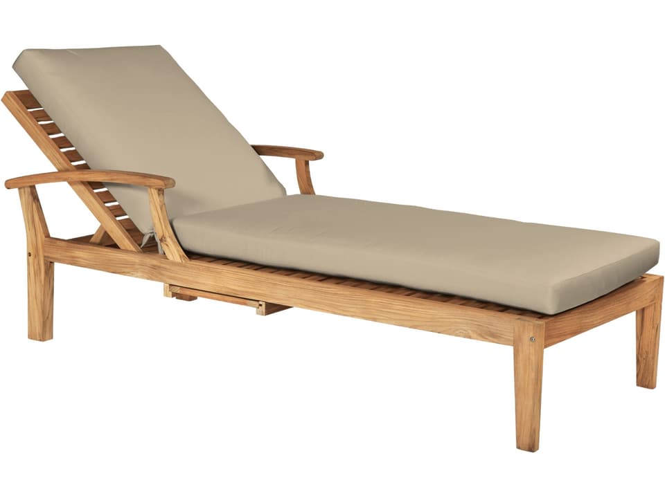 Delano Wood Fawn Teak Cushion Chaise Lounge