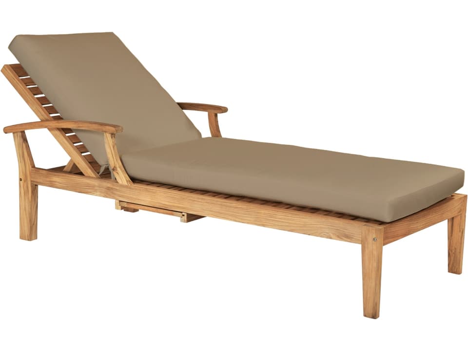 Delano Wood Camel Teak Cushion Chaise Lounge