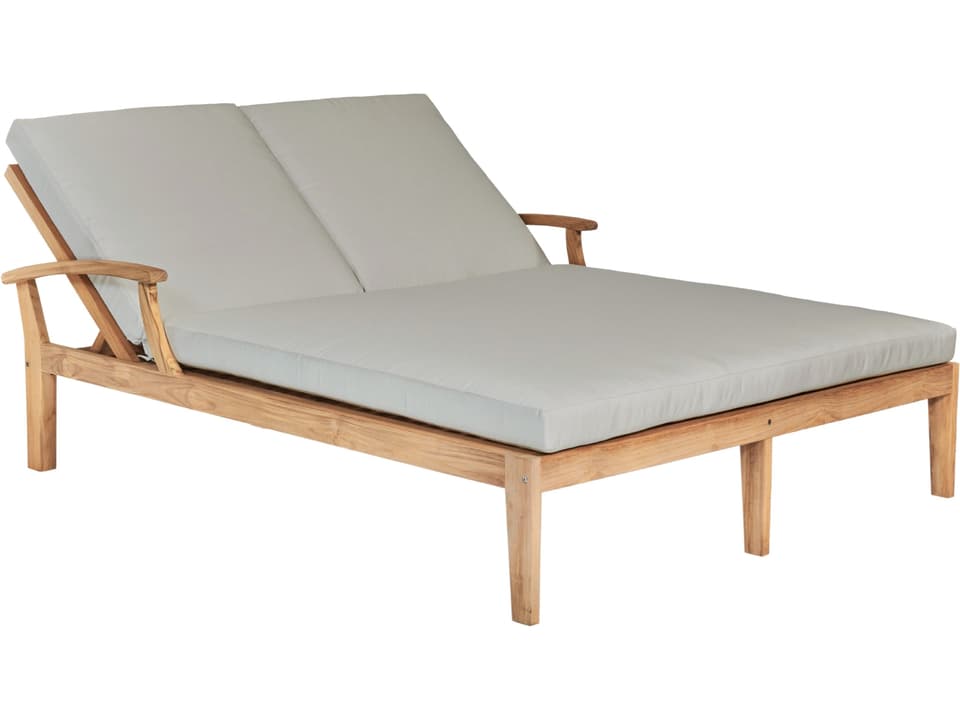 Delano Wood Canvas Teak Cushion Chaise Lounge