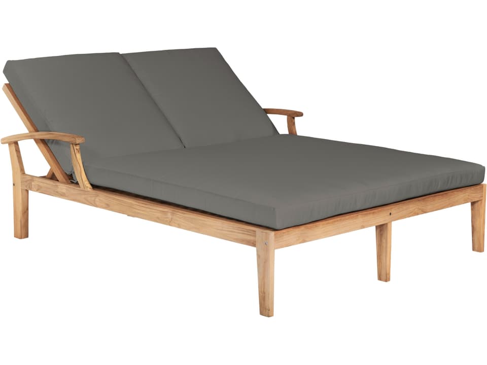 Delano Wood Charcoal Teak Cushion Chaise Lounge