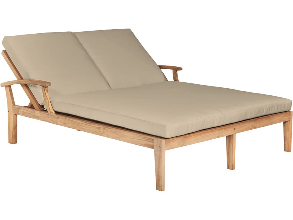 Delano Wood Fawn Teak Cushion Chaise Lounge