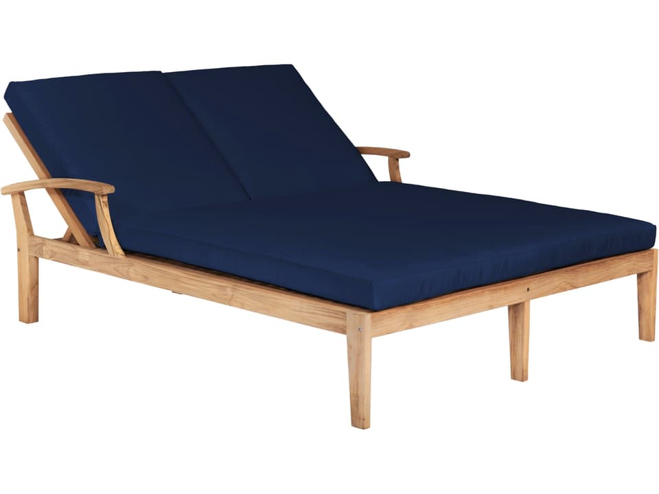 Delano Wood Navy Teak Cushion Chaise Lounge