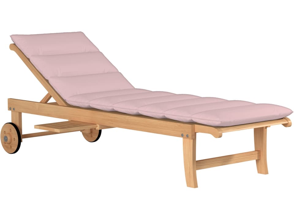 Lance Wood Pink Teak Cushion Chaise Lounge