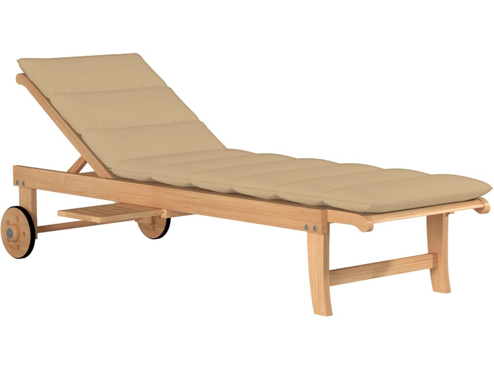 Lance Wood Camel Teak Cushion Chaise Lounge
