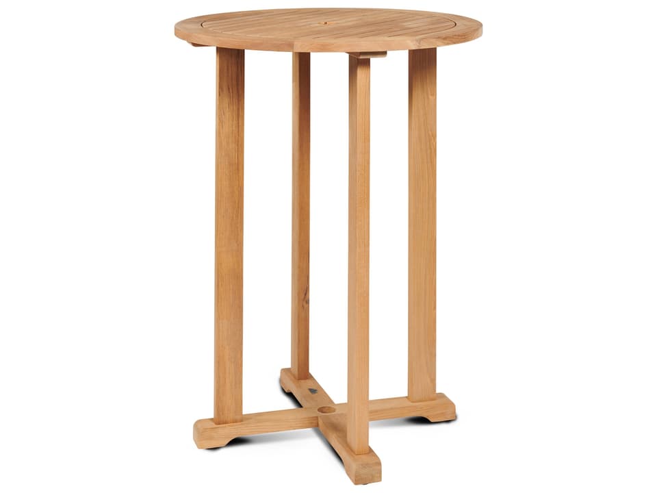 Palm Wood Teak Round Umbrella Hole Bar Table