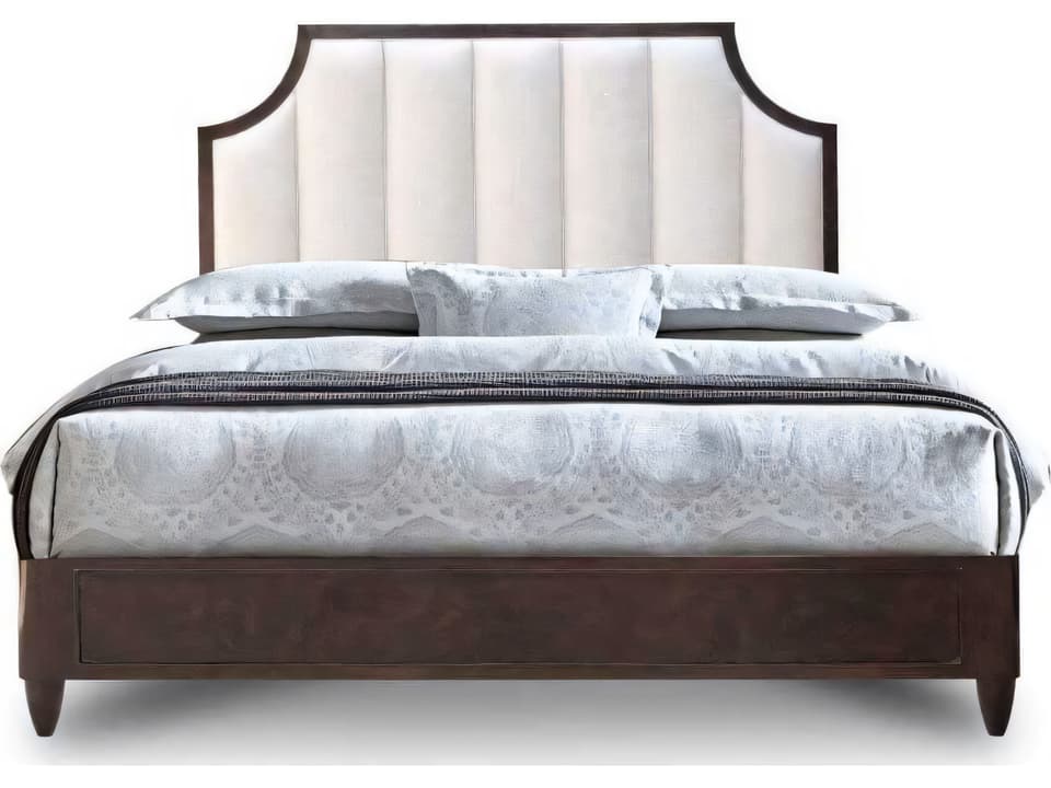 Cezanne King Bed in Vuitton Brown with Upholstered Headboard