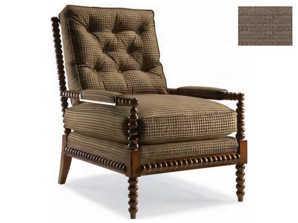 Mccoy Upholstered Accent Chair with Buttoned Back in Brown Fabric