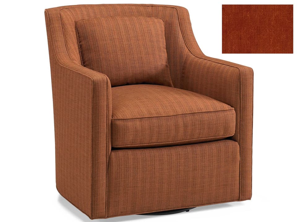 Custom Elements Swivel Accent Chair in Orange Fabric