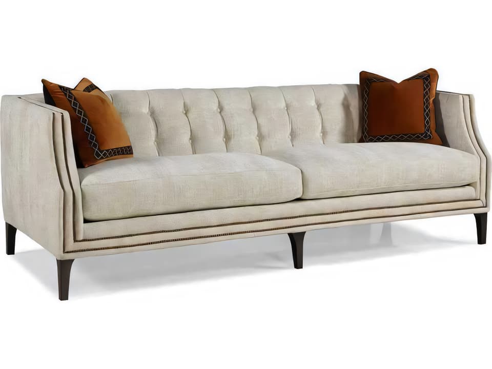Custom Elements Two-Cushion Sofa with Button Tufted Back and Black Nickel Finish