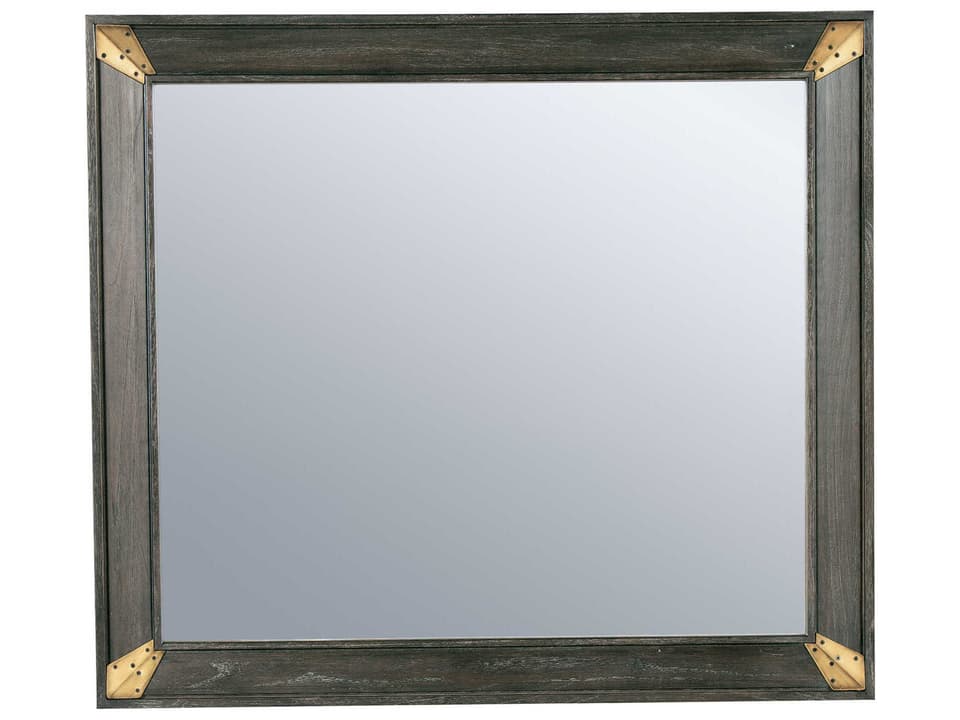 Edgewater Rectangular Wall Mirror with Brass Corner Accents