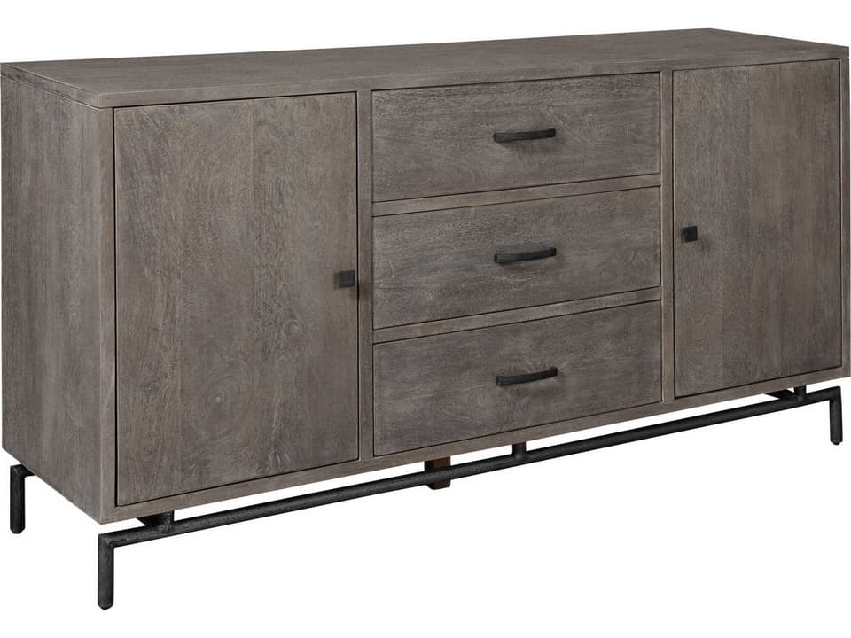 Sedona 66-Inch Grey Mango Wood Sideboard with Aged Iron Accents
